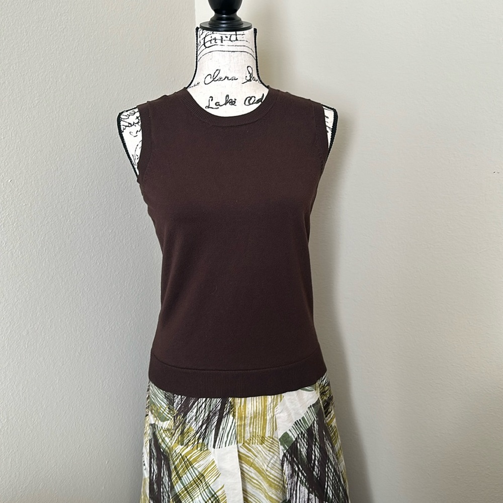 Charter Club Brown Solid Knit Sleeveless Crew Neck Pullover Sweater Vest S